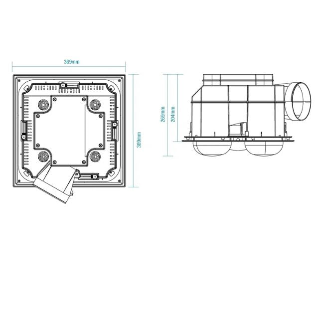 Martec Striker 4 Heat 3 in 1 Bathroom Heater Exhaust Fan with LED Downlight White