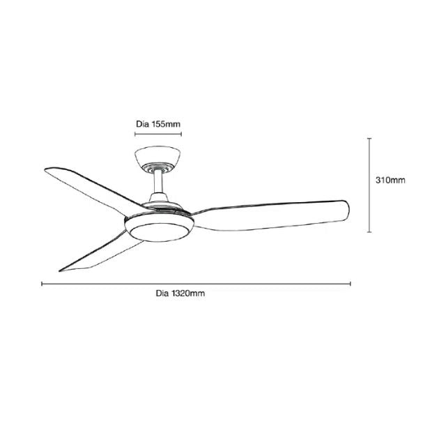 Martec Viper DC 3 1220mm Ceiling Fan with LED Light Matt Black