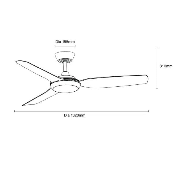 Martec Viper DC 4 1220mm Ceiling Fan with LED Light Matt Black