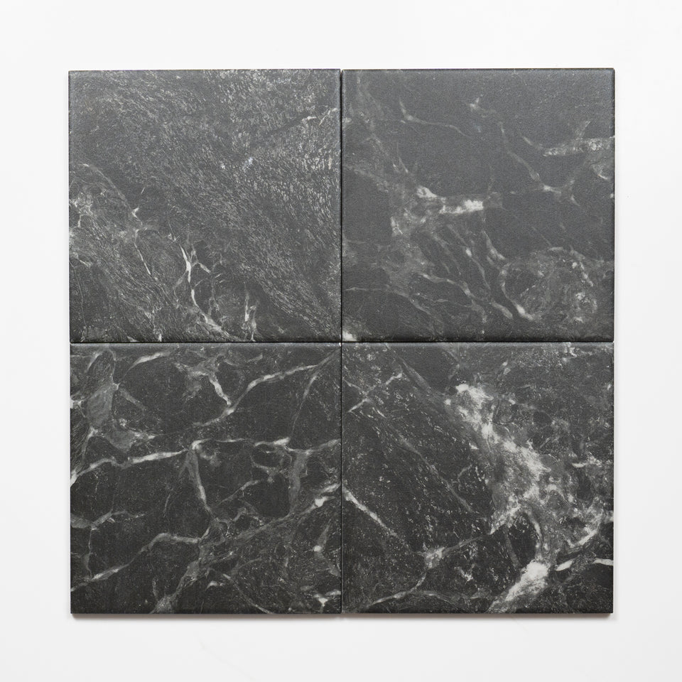 Matrix Black Marble Look Matte Porcelain Tile P3 200mm x 200mm