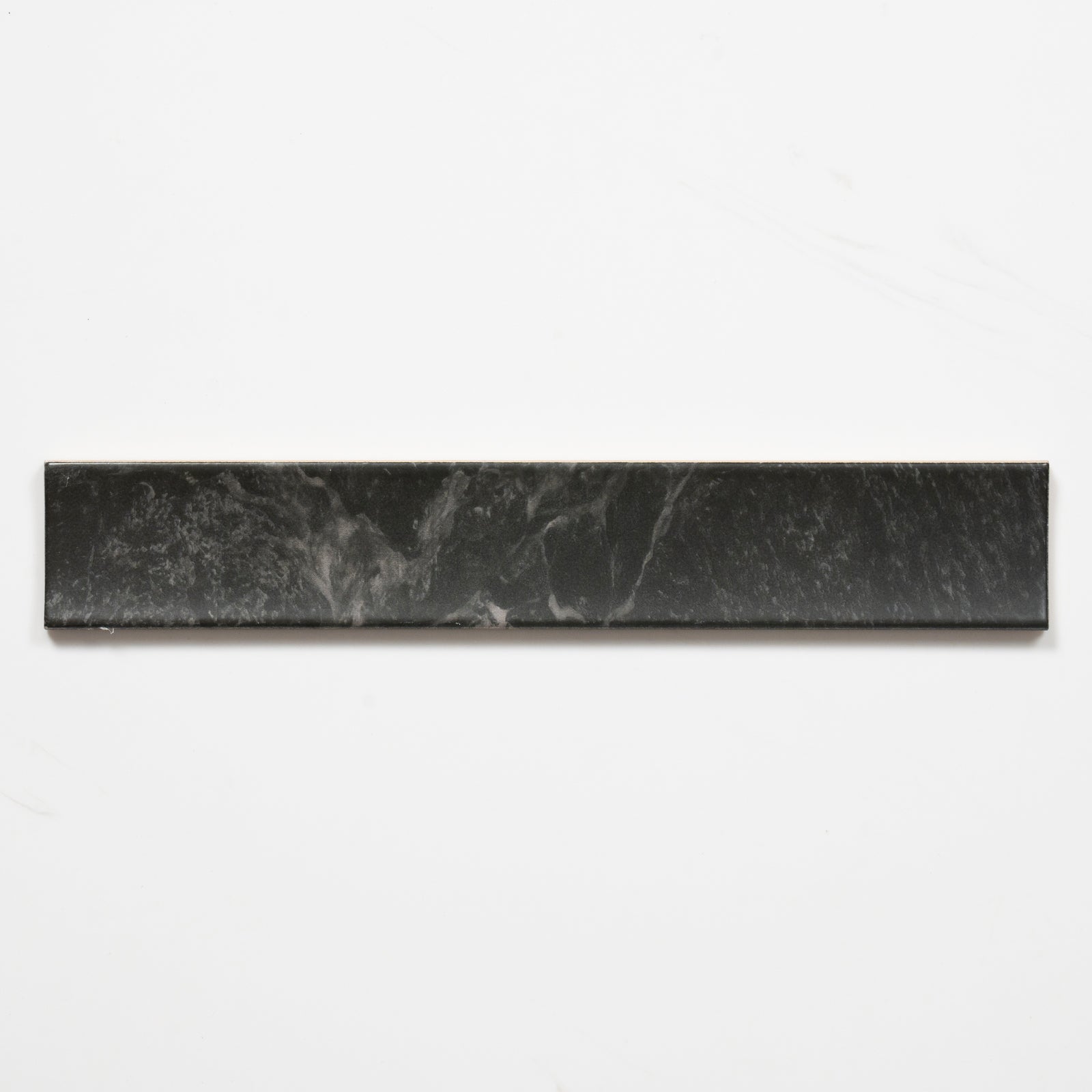 Single no Hand Matrix Black Marble Look Satin Porcelain Concave Subway Tile 50mm x 300mm AMIBKS13 - The Blue Space