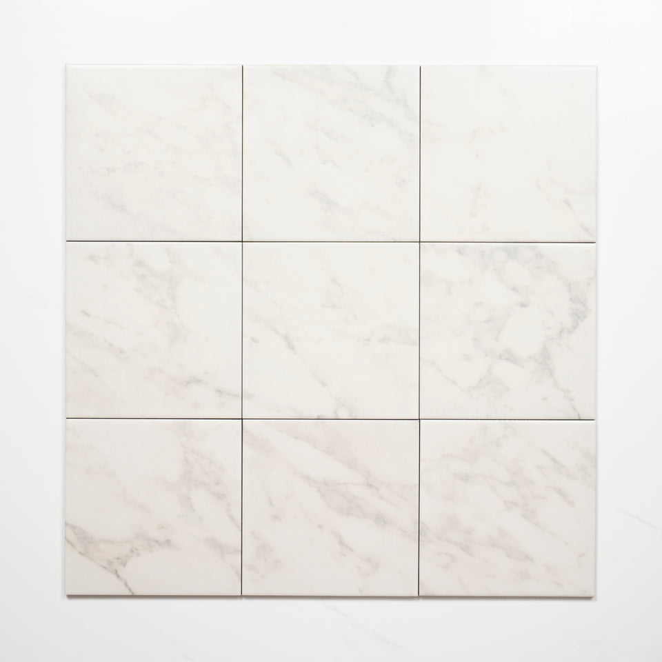 Matrix White Marble Look Matte Porcelain Tile P3 200mm x 200mm