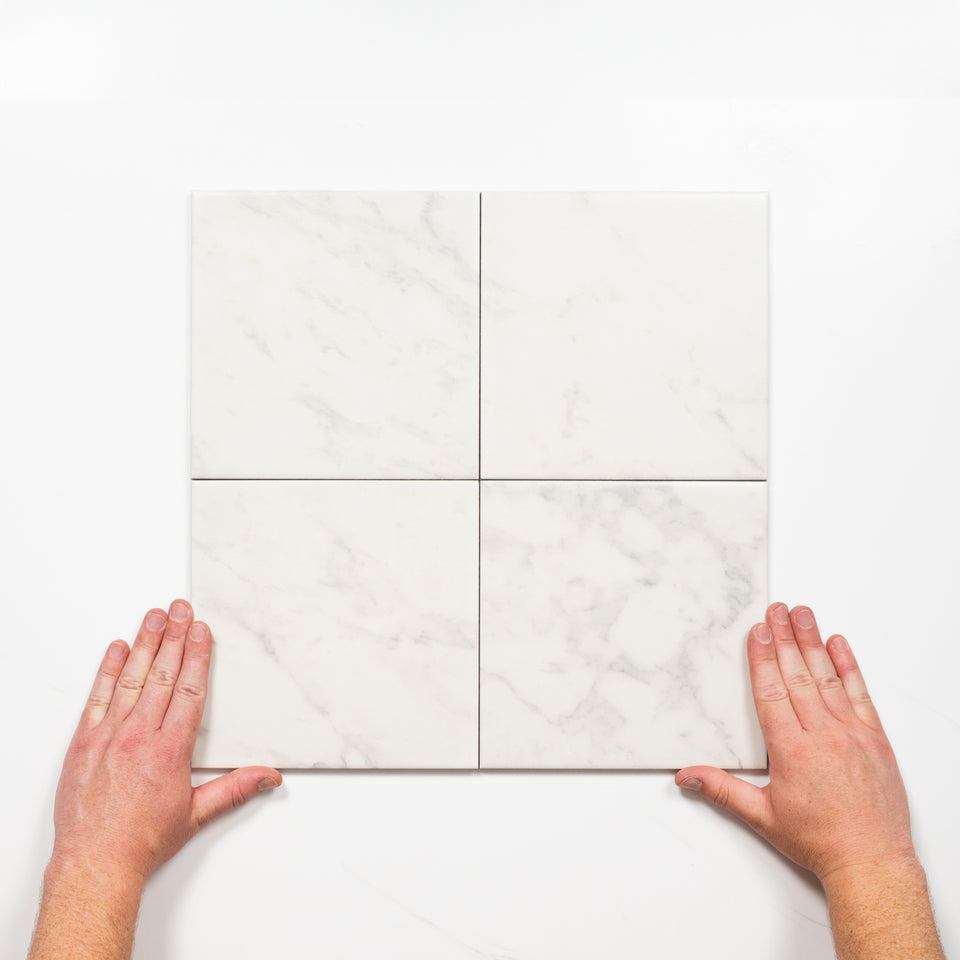 Matrix White Marble Look Matte Porcelain Tile P3 200mm x 200mm
