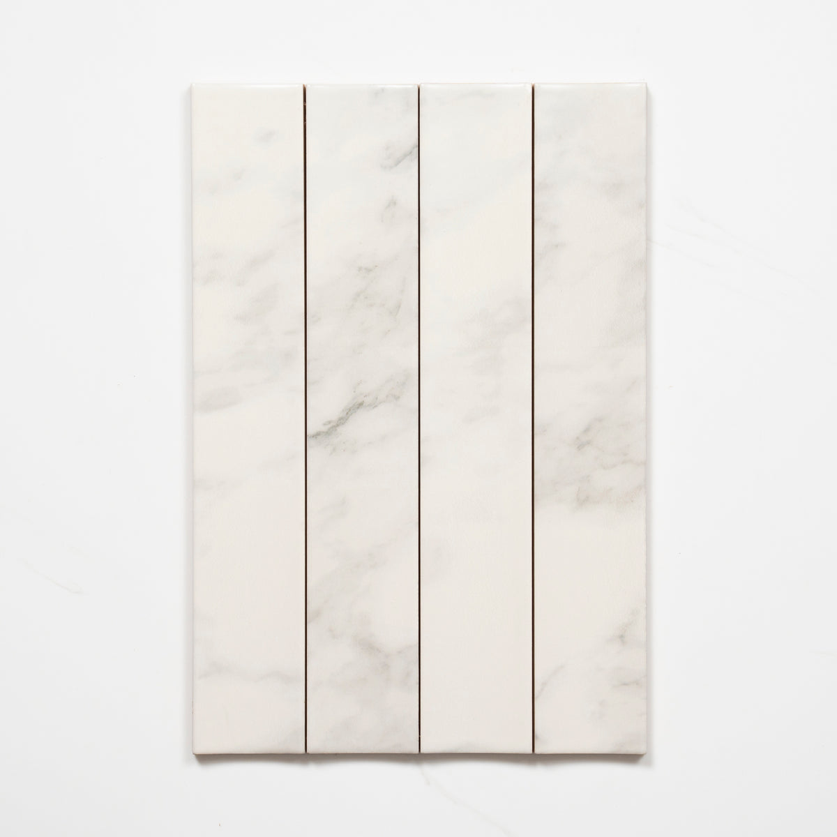 Pattern no Hand Matrix White Marble Look Satin Porcelain Concave Subway Tile 50mm x 300mm AMIWHS13 - The Blue Space