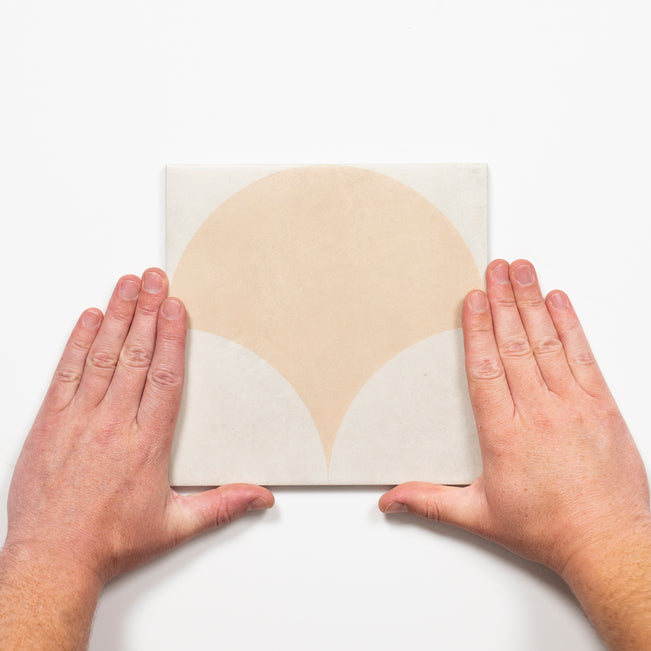 Single with Hand Meander Beige Fish Scale Porcelain Tile P3 200 x 200mm 2TIFBUD - The Blue Space