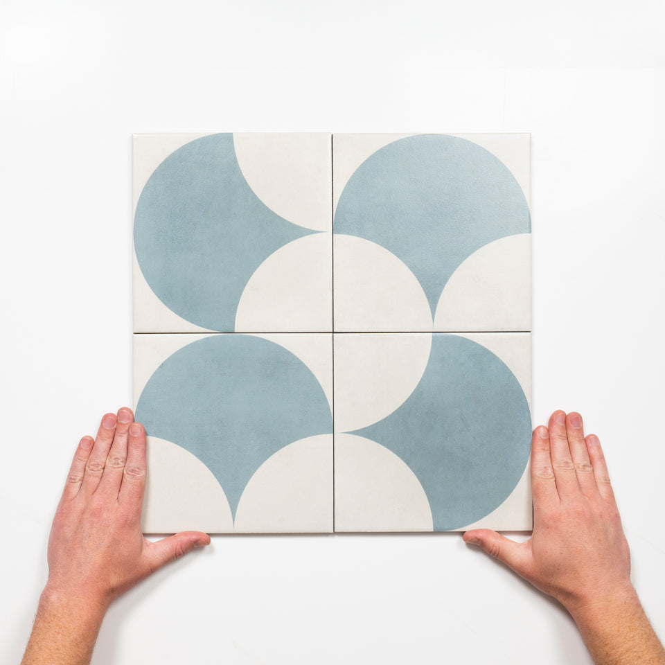 Meander Blue Fish Scale Porcelain Tile P3 200 x 200mm