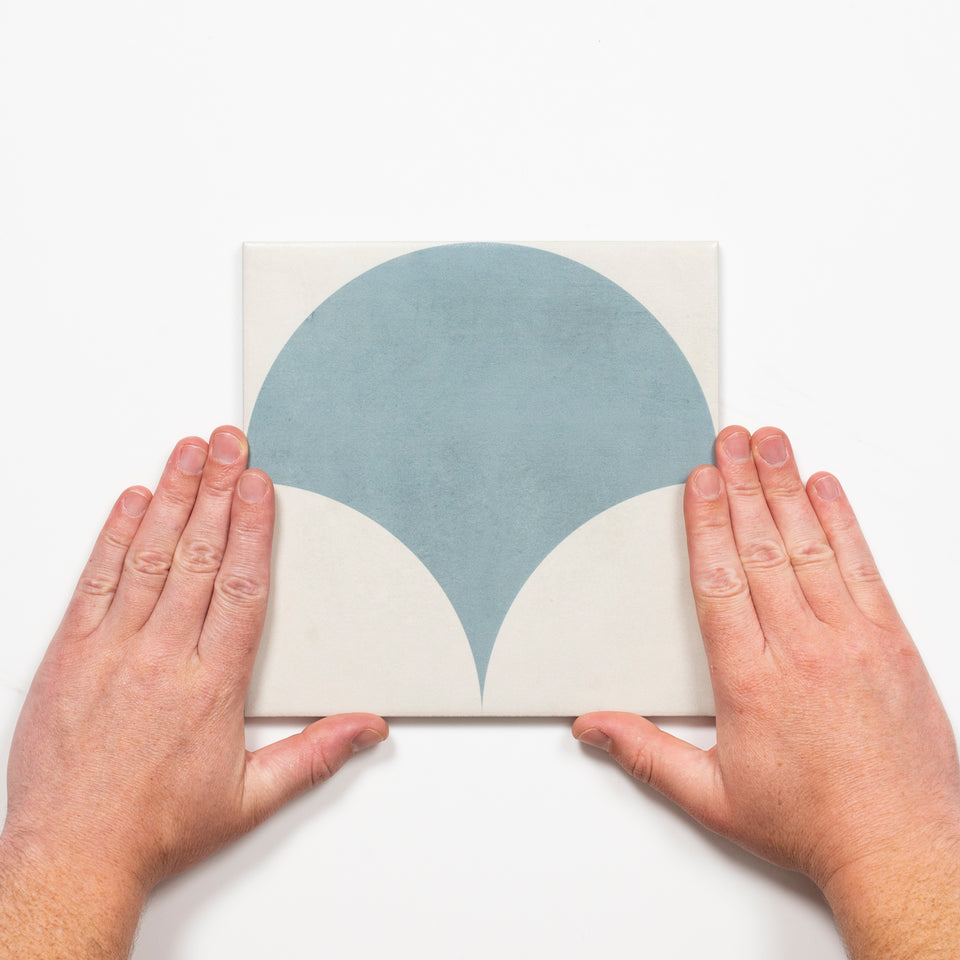 Meander Blue Fish Scale Porcelain Tile P3 200 x 200mm