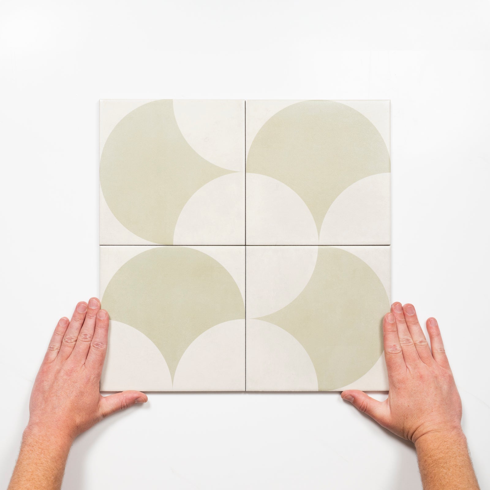 Pattern with Hand Meander Green Fish Scale Porcelain Tile P3 200 x 200mm 2TIFSAD - The Blue Space