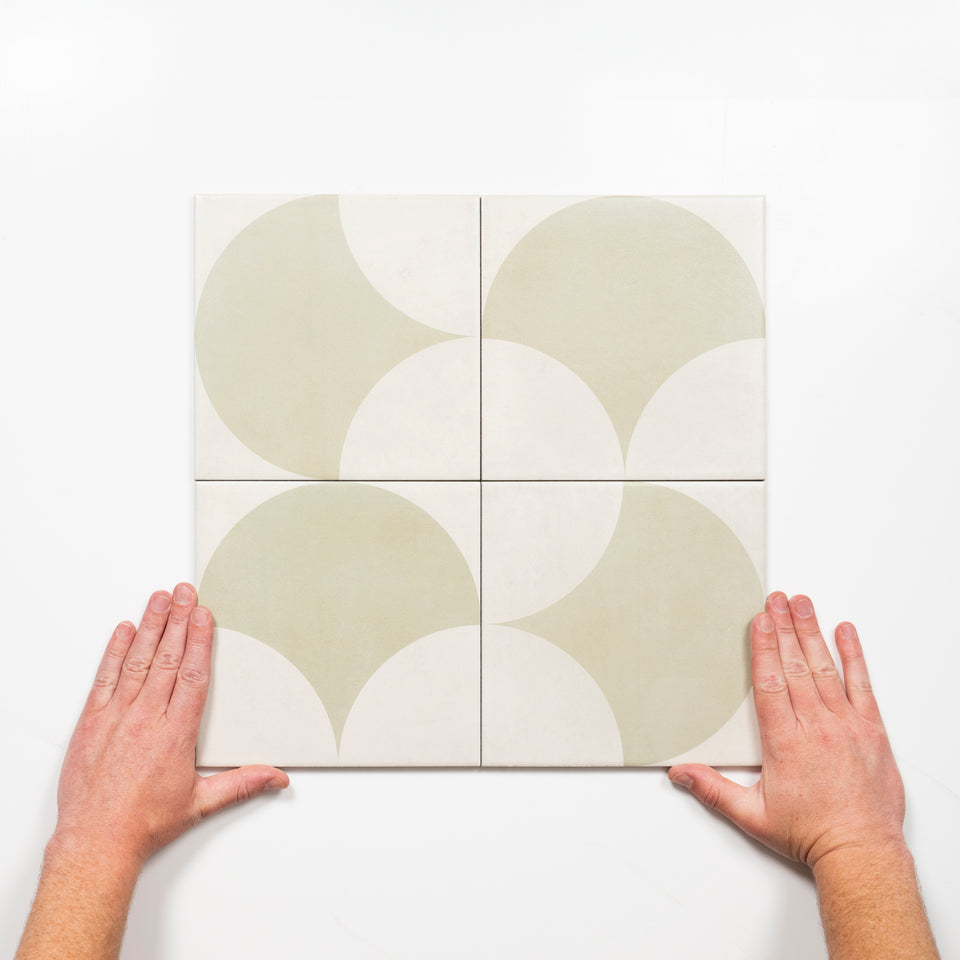 Meander Green Fish Scale Porcelain Tile P3 200 x 200mm
