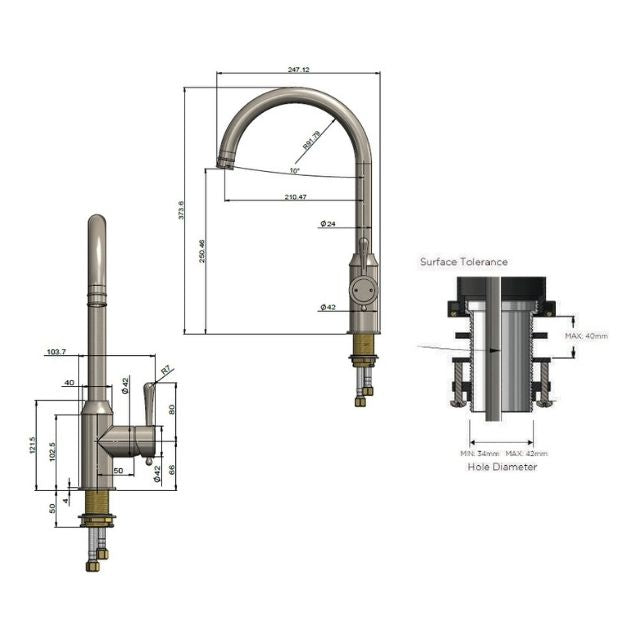 Meir Harrington Kitchen Mixer with Swivel Spout Brushed Nickel