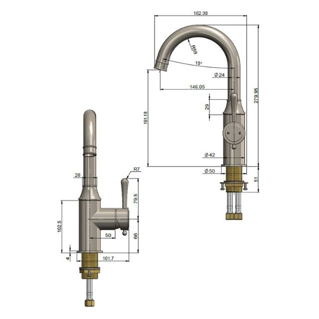 Meir Harrington Tall Basin Mixer Brushed Nickel