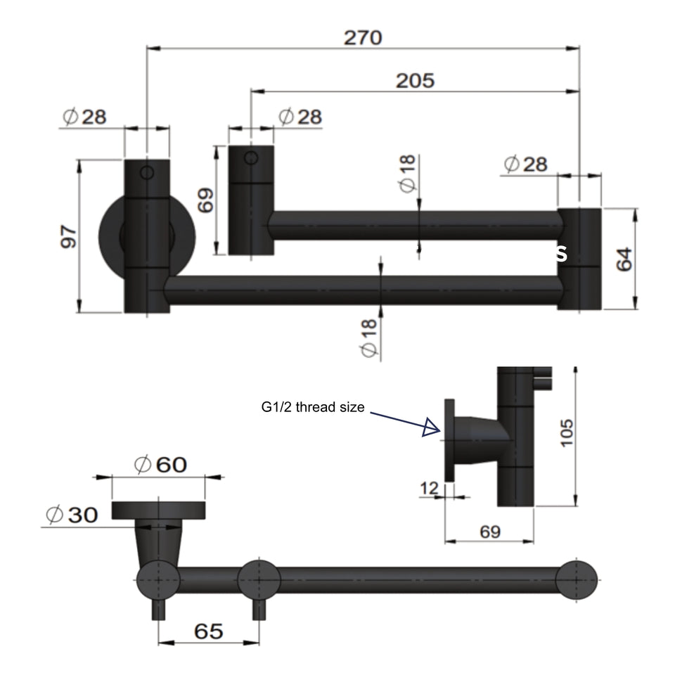 Meir Kitchen Pot Filler - Matte Black