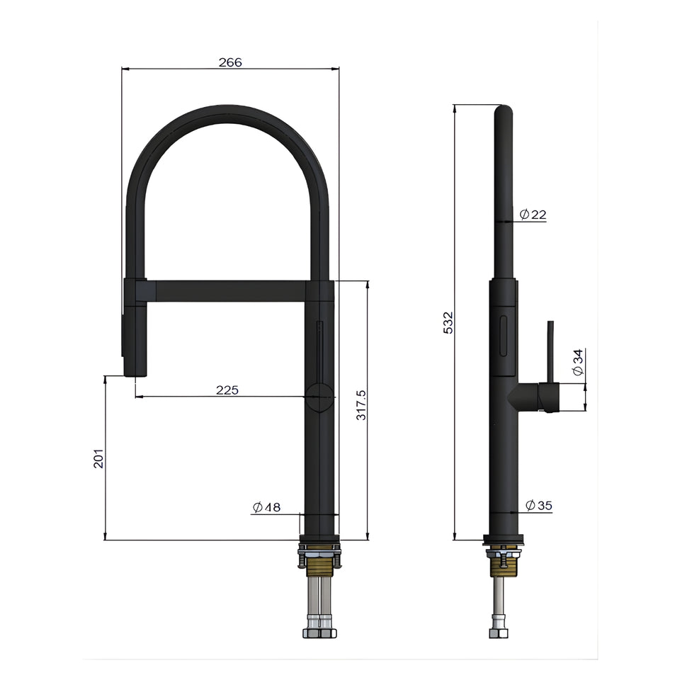 Meir Pull Down Kitchen Mixer with Magnetic Dock - Tiger Bronze