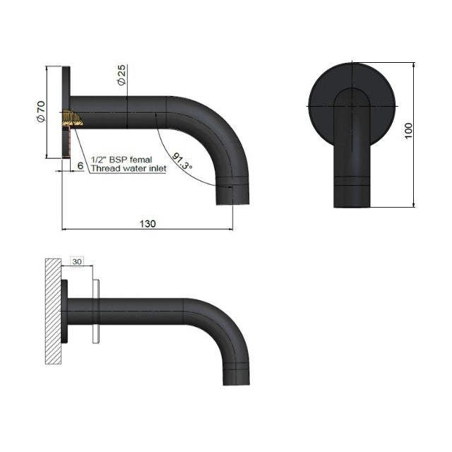 Meir Round Curved Spout 130mm PVD Brushed Nickel