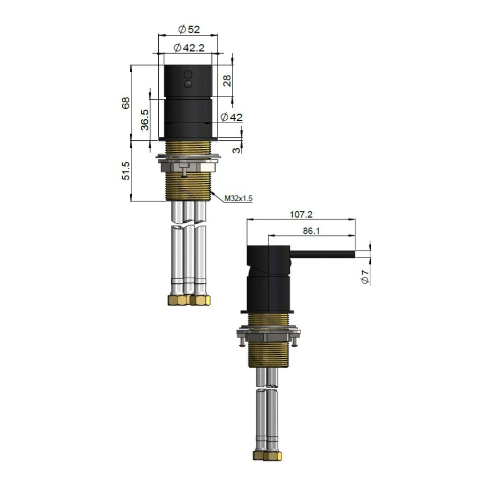 Meir Round Deck Mounted Mixer - Champagne