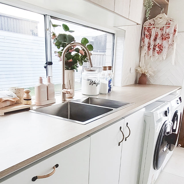 Meir Round Piccola Pull Out Kitchen Sink Mixer Tap Champagne