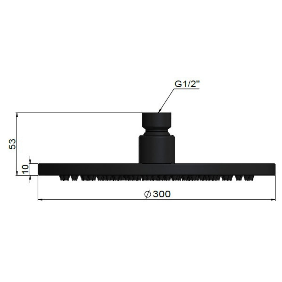 Meir Round Shower Rose 300mm - Shadow