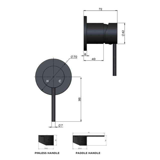 Meir Paddle Round Wall Mixer Shadow Full Kit
