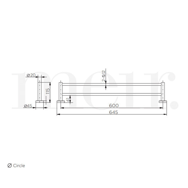 Meir Round Double Towel Rail 600mm Lustre Bronze