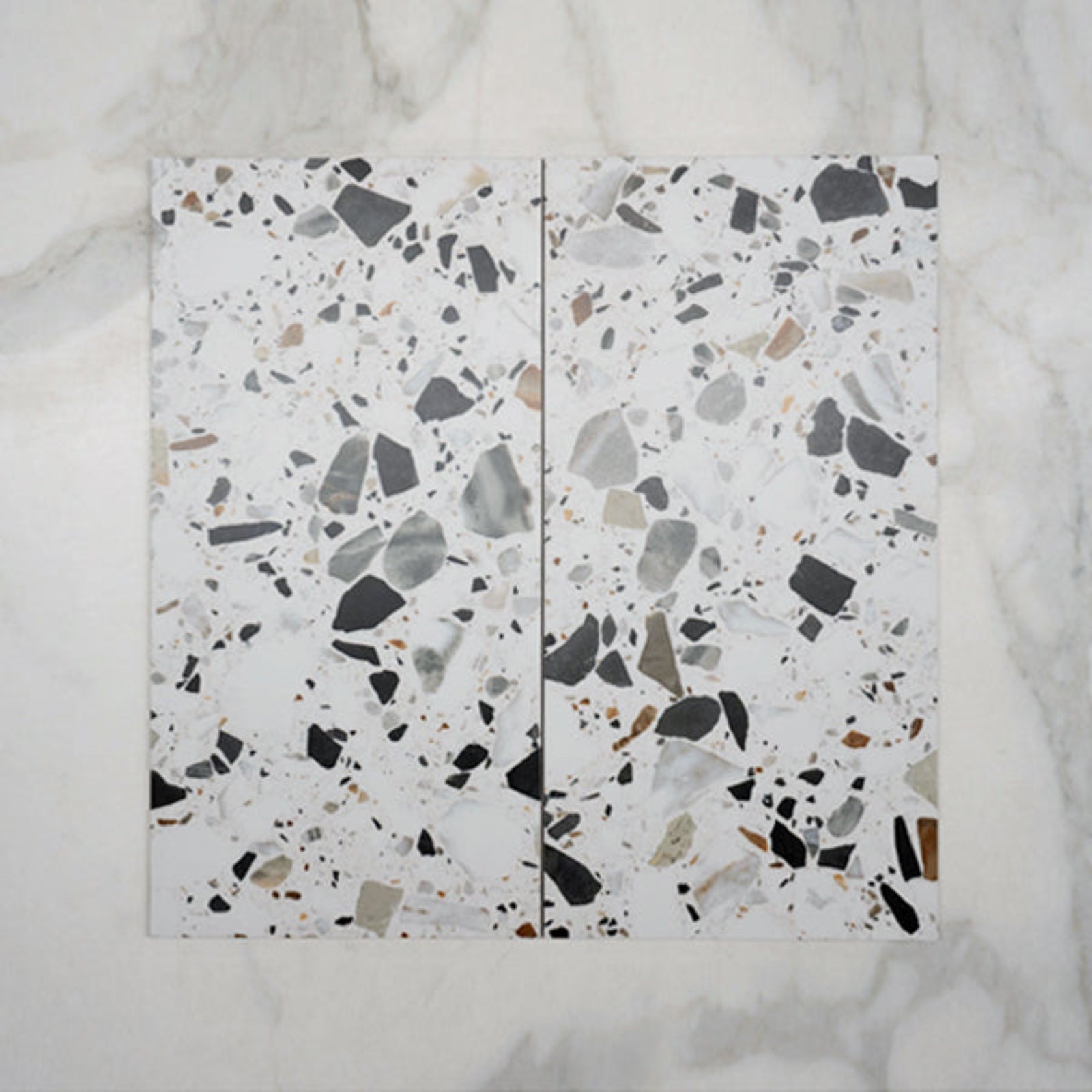 Double No Hand Mixed Clio Terrazzo Tile Tech Grip 300 x 600mm Porcelain  - The Blue Space