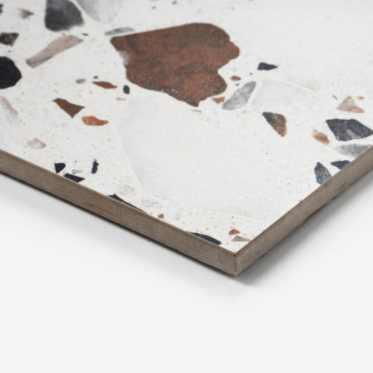 Oblique Mixed Clio Terrazzo Tile Tech Grip 600 x 600mm Porcelain  - The Blue Space