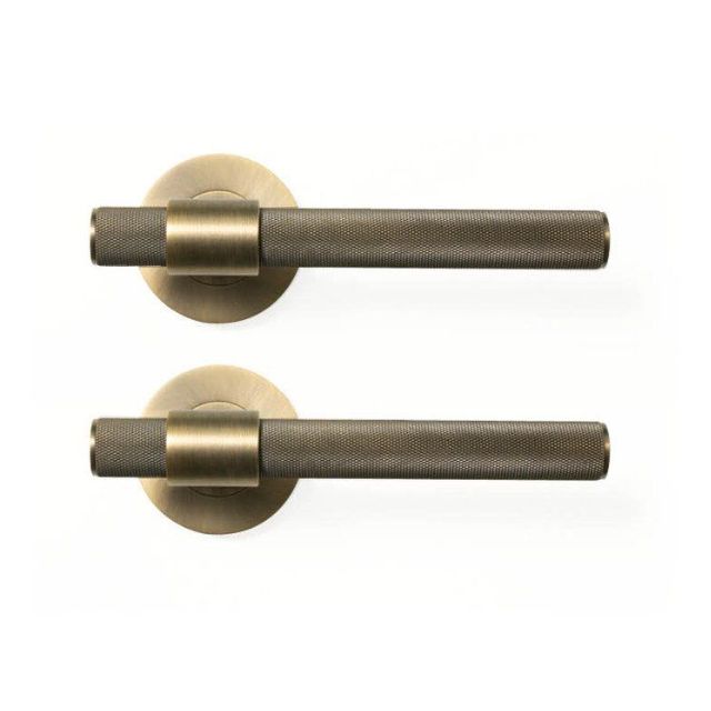 Momo Belgravia Knurled Dummy Lever Door Handle Set Dark Brushed Brass