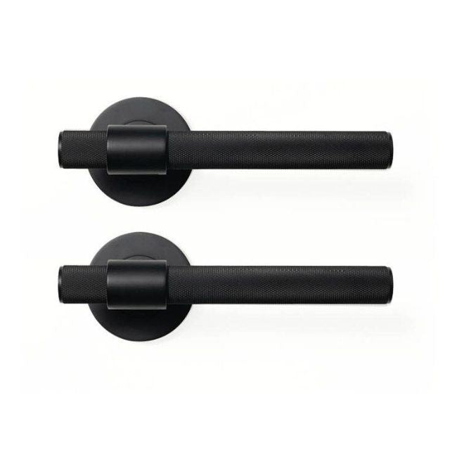 Momo Belgravia Knurled Dummy Lever Door Handle Set Matte Black