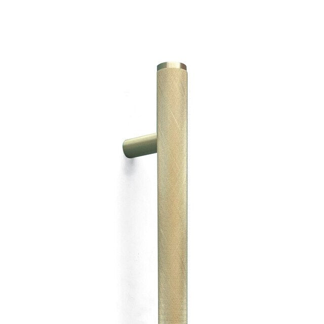 Momo Bellevue Knurled Door Pull With Back To Back Fixing 416Mm Brushed Satin Brass BVKNAP.416BB.BSB - The Blue Space