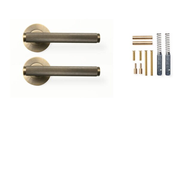 Momo Bellevue Knurled Dummy Lever Door Handle Set Dark Brushed Brass