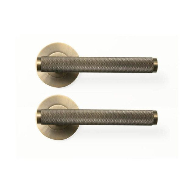Momo Bellevue Knurled Dummy Lever Door Handle Set Dark Brushed Brass