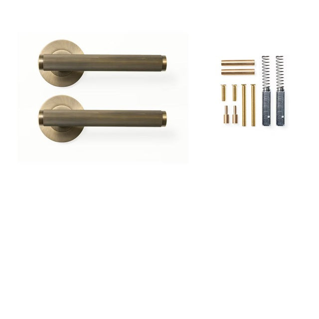 Momo Bellevue Lined Lever Handle Set Dark Brushed Brass BVLHLD.DBB - The Blue Space