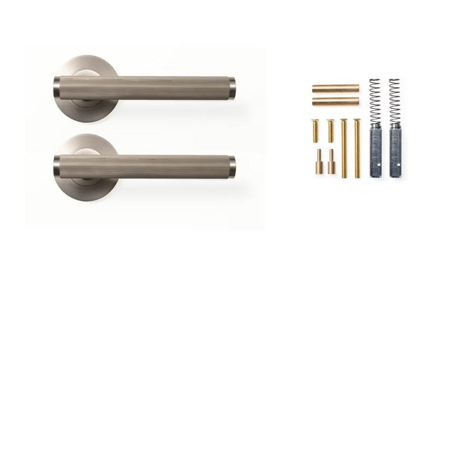 Momo Bellevue Lined Dummy Lever Door Handle Set Dull Brushed Nickel