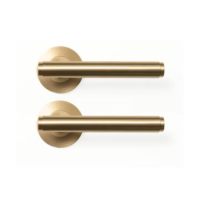 Momo Bellevue Plain Dummy Lever Door Handle Set Brushed Satin Brass