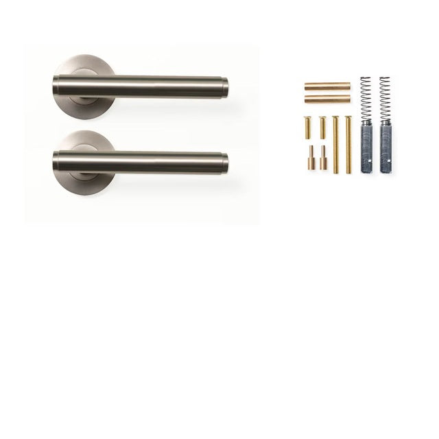 Momo Bellevue Plain Dummy Lever Door Handle Set Dull Brushed Nickel