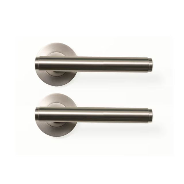 Momo Bellevue Plain Dummy Lever Door Handle Set Dull Brushed Nickel