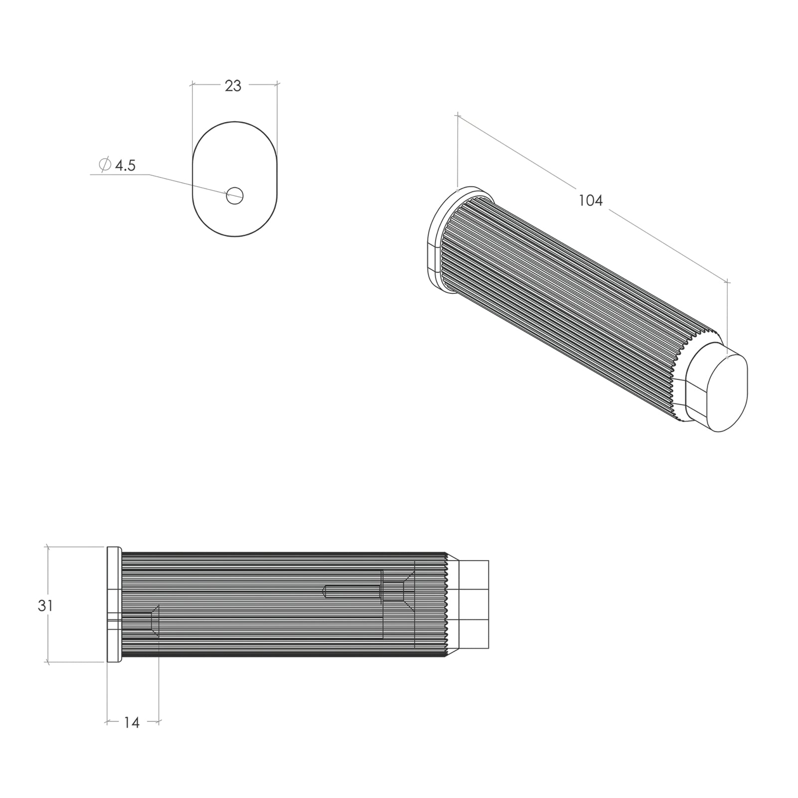 Line Drawing Momo Brooklyn Wall Door Stop 50mm Black Titanium BKN8022.050.TTBL - The Blue Space