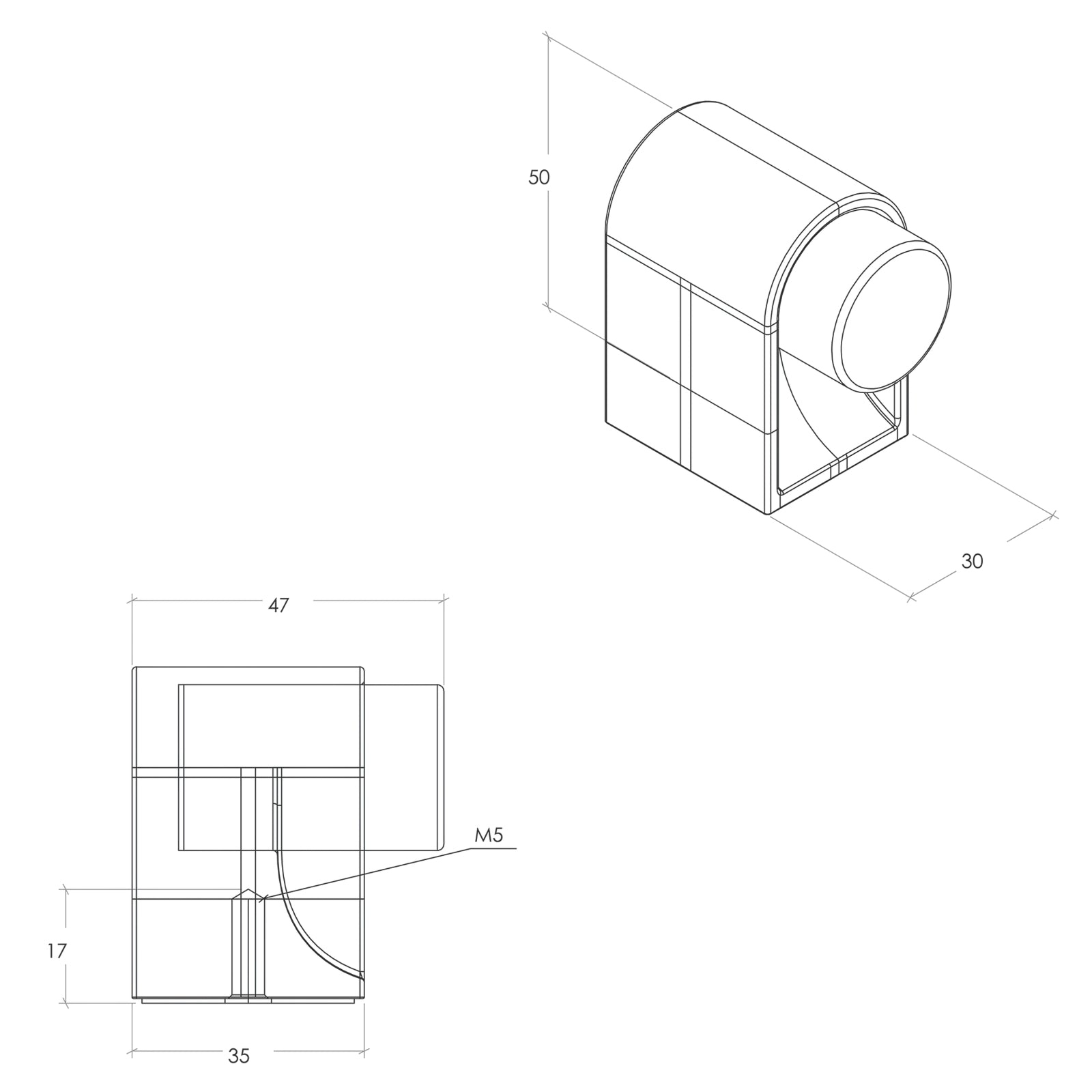 Line Drawing Momo Casey Door Stop 47mm Matte Black C8016.047.MBL - The Blue Space