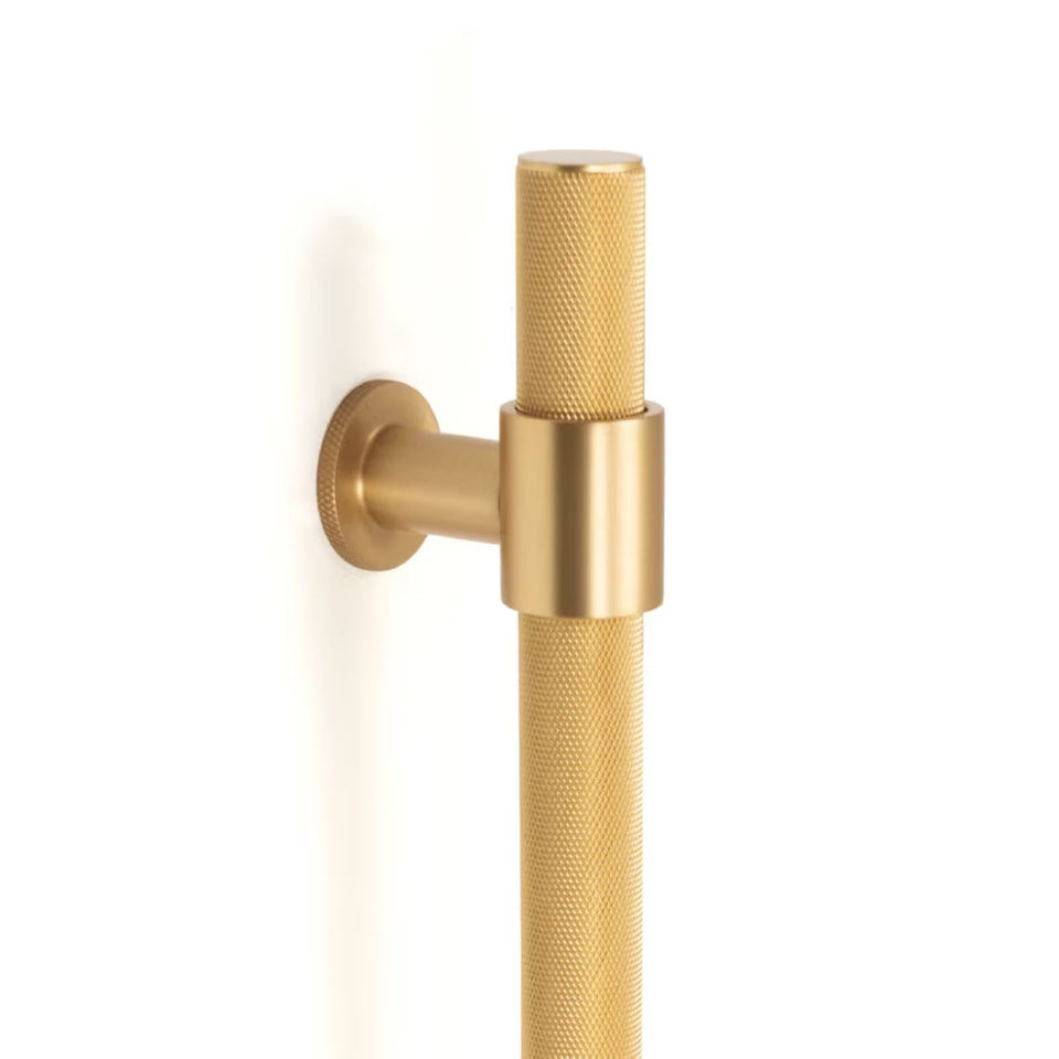 Momo Handles Belgravia 800mm Knurled Pull Handle Brushed Satin Brass
