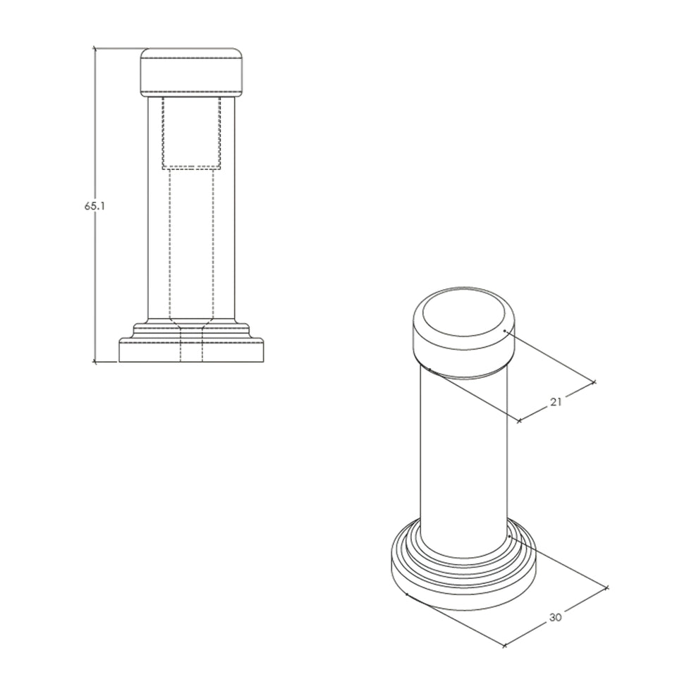 Momo Handles 65mm Door Stop Brushed Sat Brass