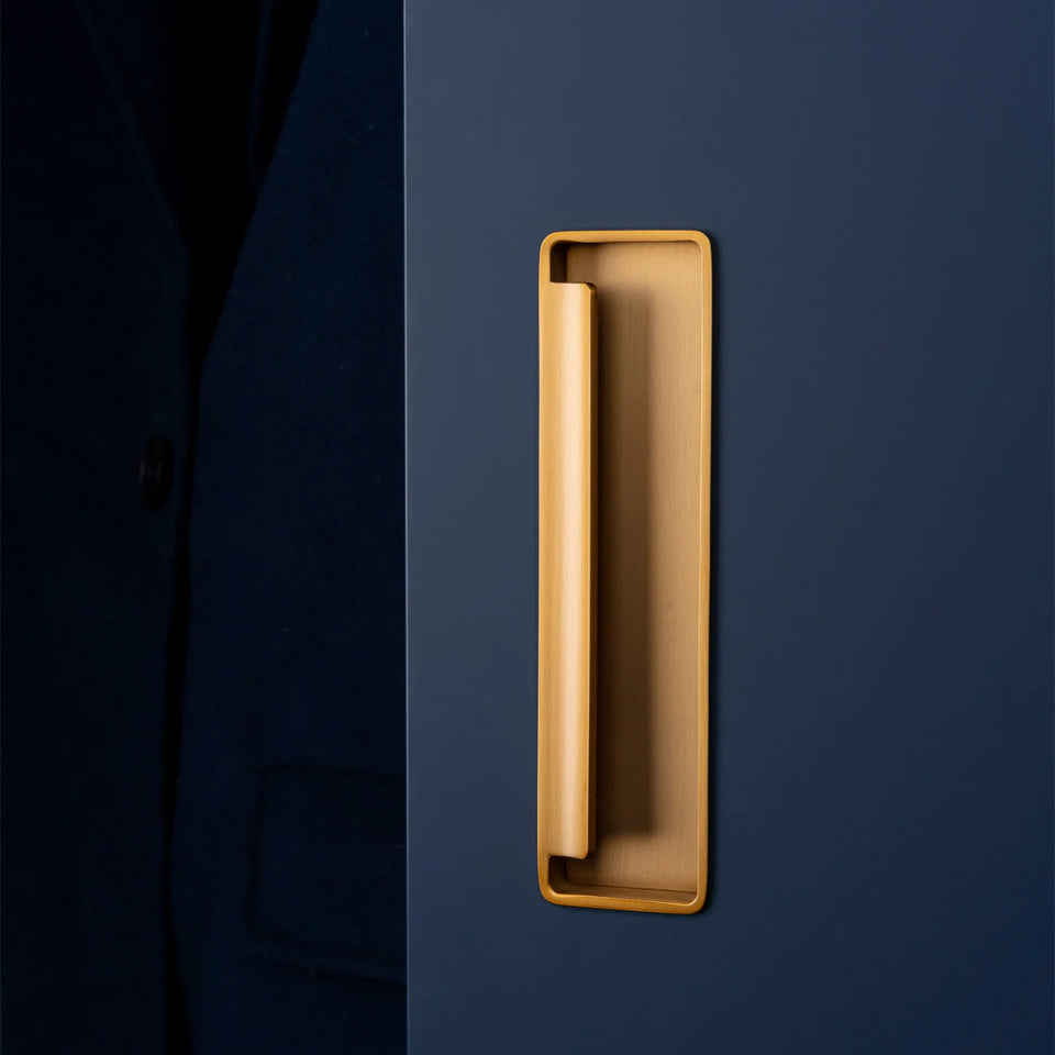 Momo Handles Fold Flush Pull Handle 128mm Brushed Gold
