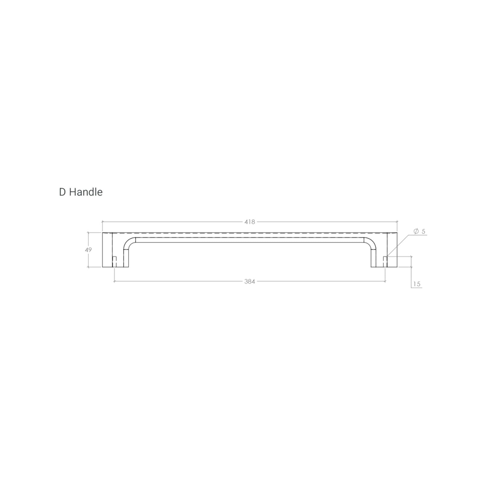 Line Drawing 1 Momo Handles Luv Wood 384mm Big D Handle Oak L0664.384.OAK - The Blue Space
