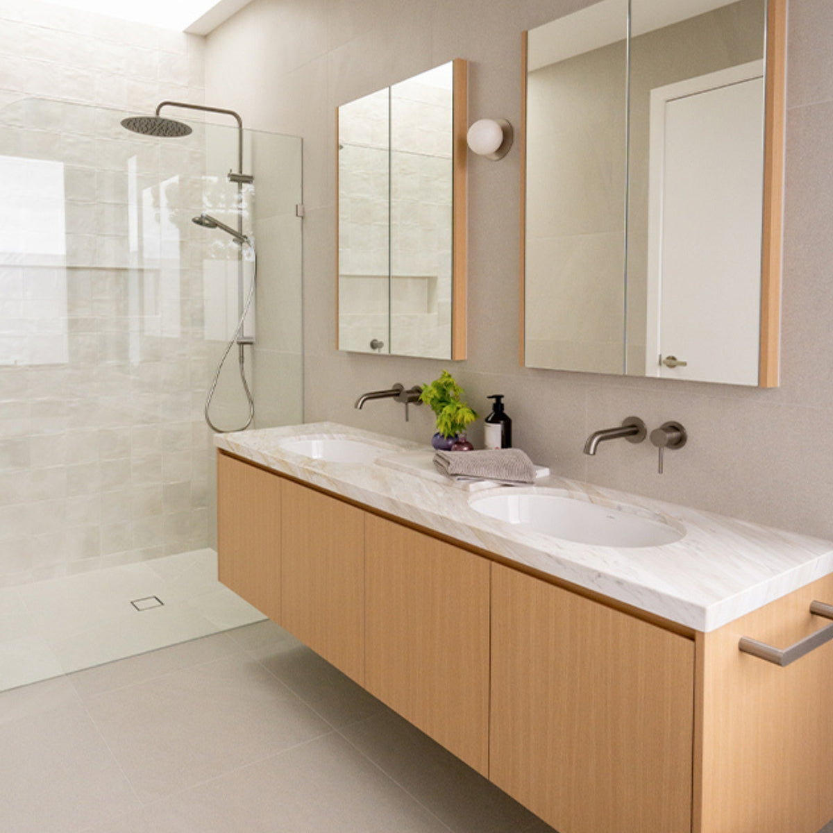 Caroma Urbane II Rail Shower 300mm Overhead Brushed Nickel 99630BN3A - The Blue Space