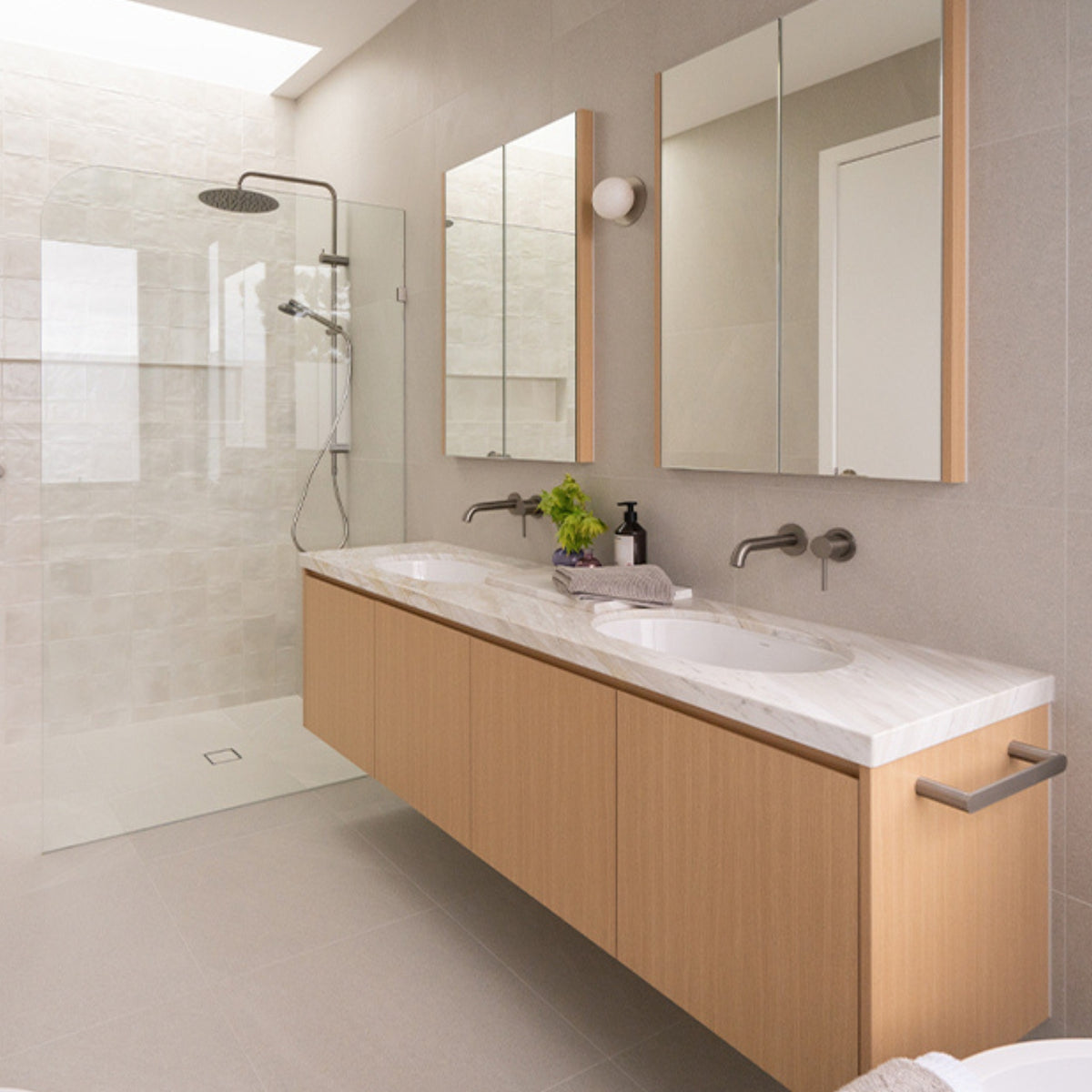 Caroma Urbane II Rail Shower 300mm Overhead Brushed Nickel 99630BN3A - The Blue Space