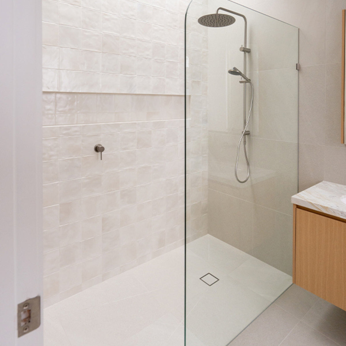 Caroma Urbane II Rail Shower 300mm Overhead Brushed Nickel 99630BN3A - The Blue Space