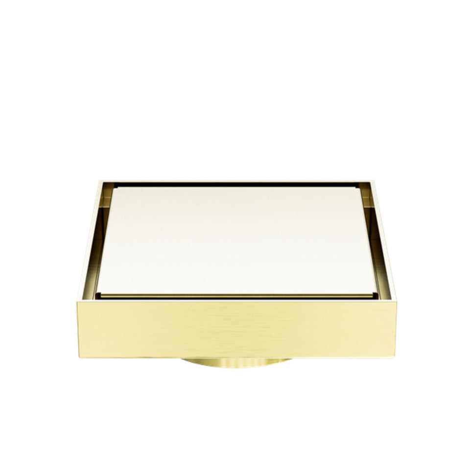 Nero 100mm Square Tile Insert Floor Waste 80mm Outlet Brushed Gold