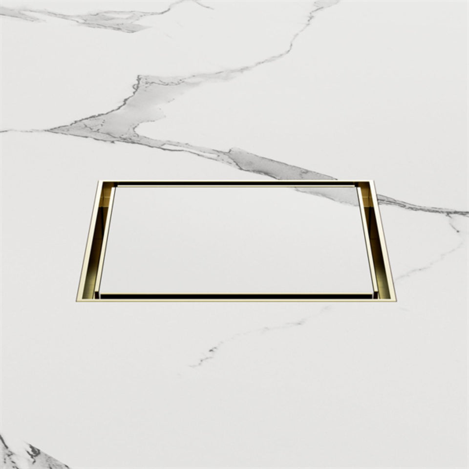 Nero 100mm Square Tile Insert Floor Waste 80mm Outlet Brushed Gold