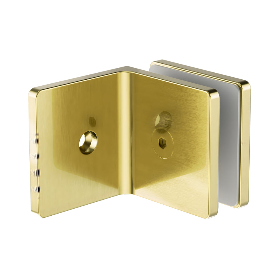 Nero 90 Degree Glass to Wall Bracket Brushed Gold
