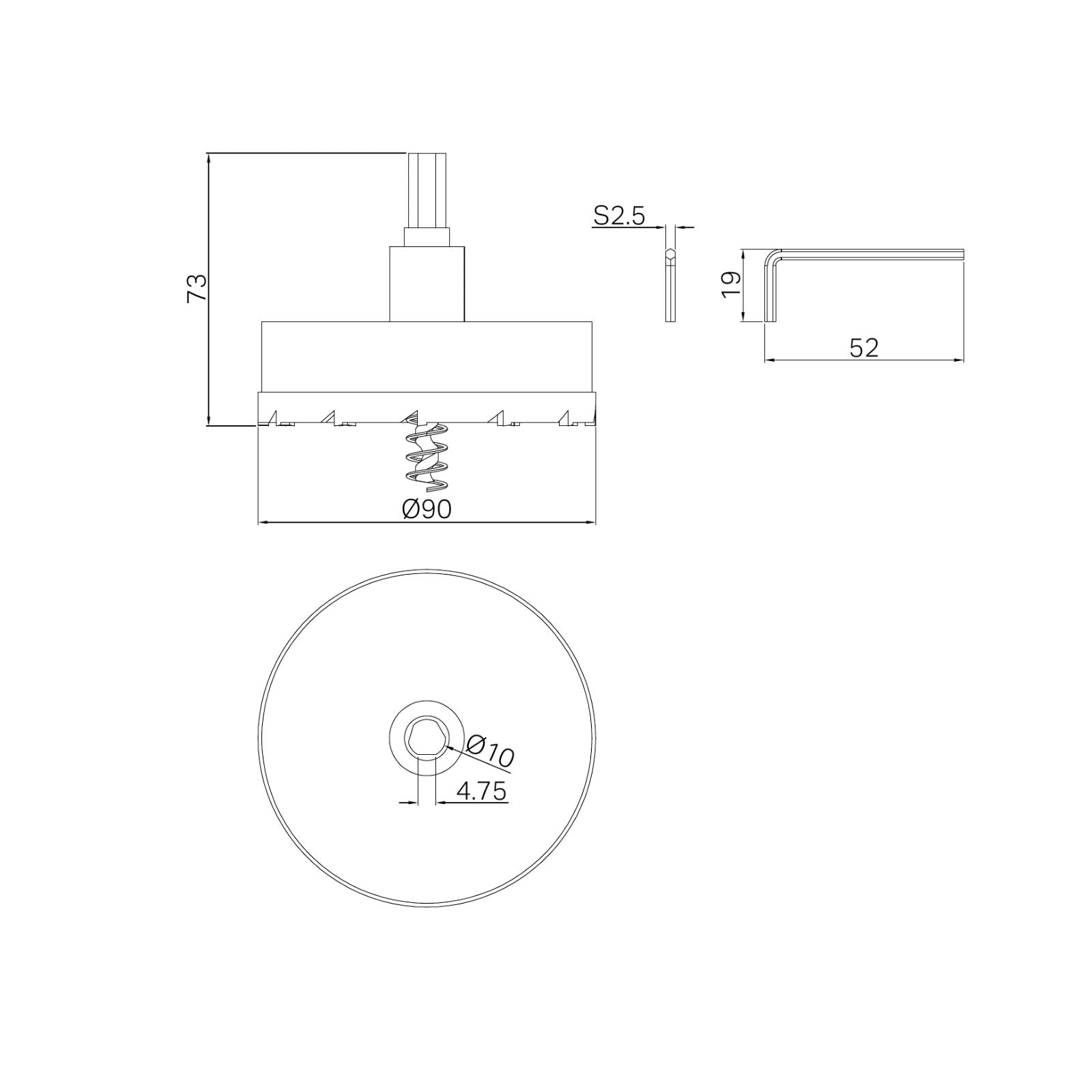 Technical Drawing Nero 90mm Hole Saw Only NR001HS - The Blue Space