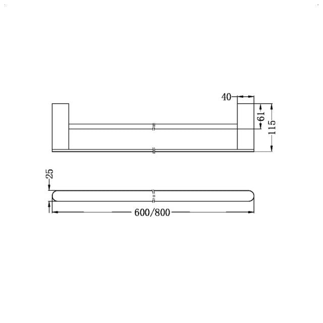 Nero Bianca Double Towel Rail 600mm Brushed Bronze