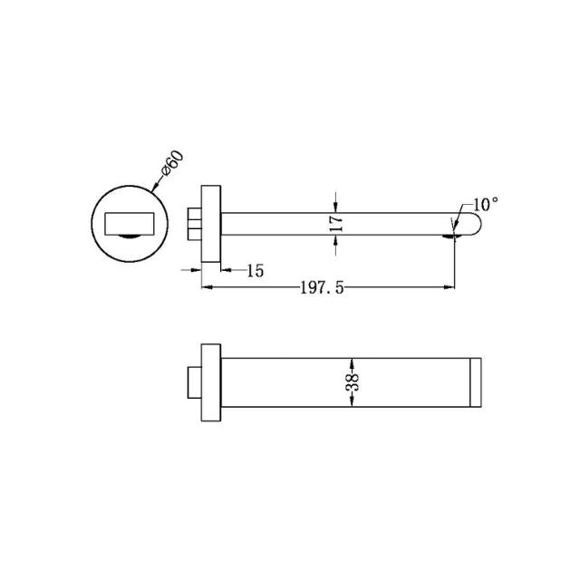 Nero Bianca Fixed Bath Spout Only 200mm Brushed Bronze